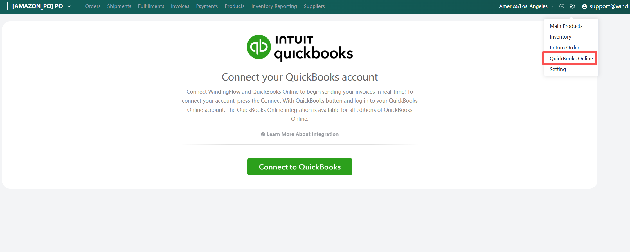 QuickBooks Online button