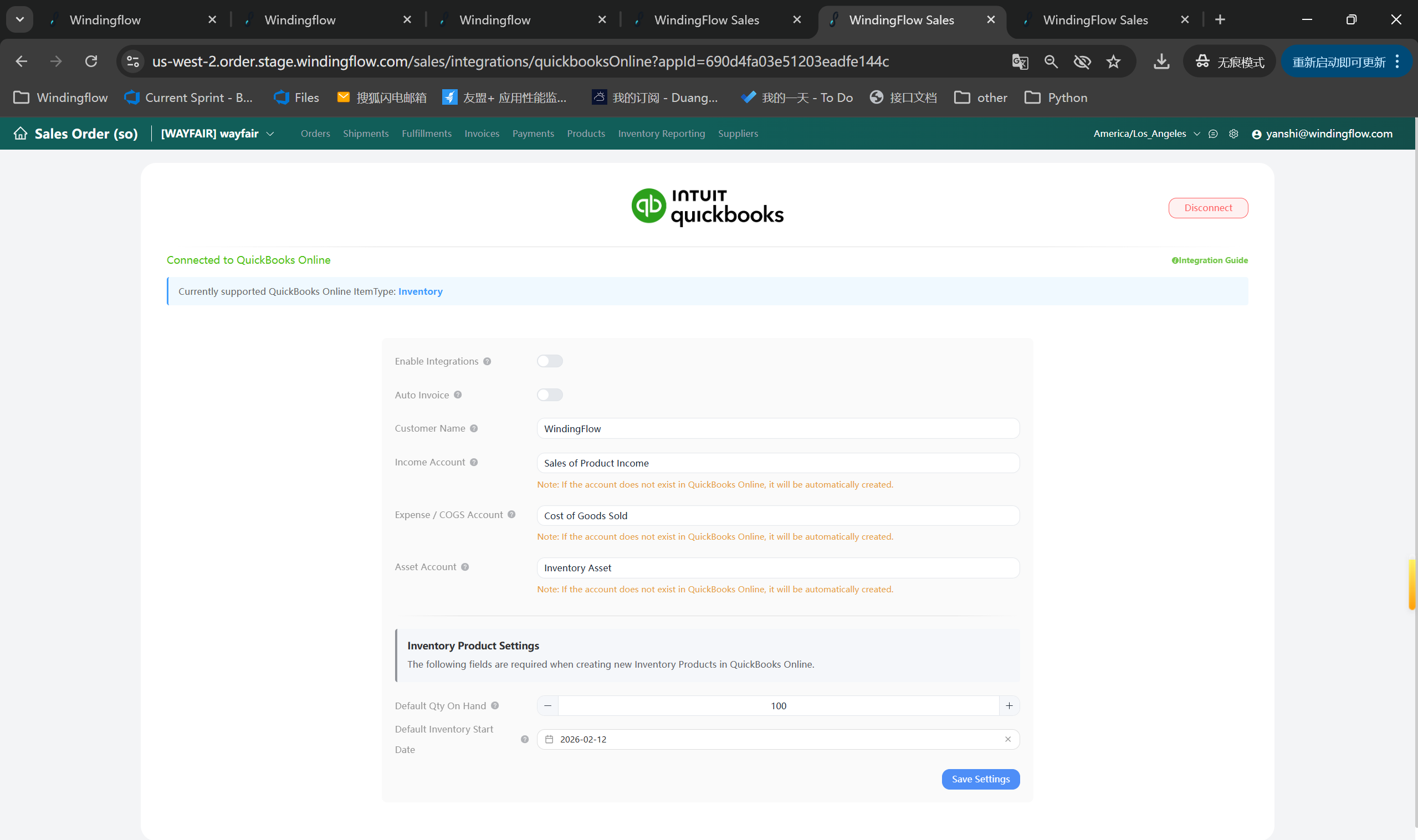 Customer account settings