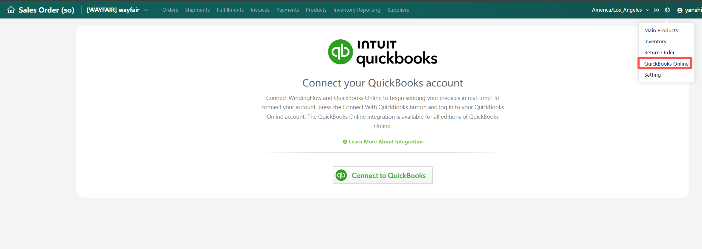 Quickbooks Online button